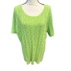 Women’s Quacker Factory Green Short Sleeve Sweater. Size 1X